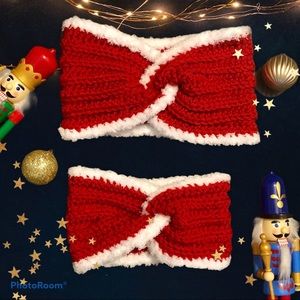 Matching Santa Baby and Mommy crochet ear warmers/headbands